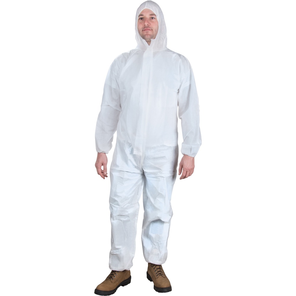 [ZEN-SGM434] Combinaison jetable en tissu microporeux  48 GSM avec capuchon et élastique aux poignets et chevilles X-Large