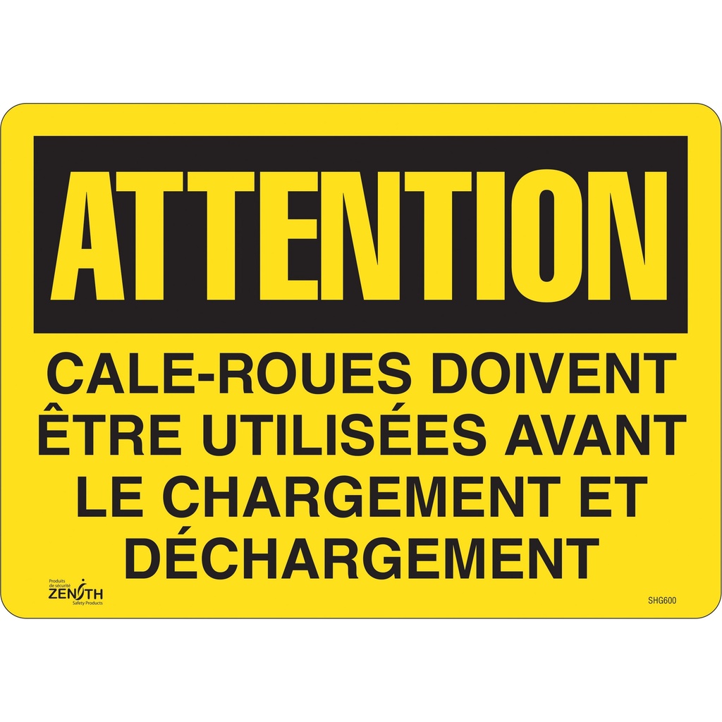 Enseigne « Cale-roues doivent être utilisées » Vinyle 10" x 14"