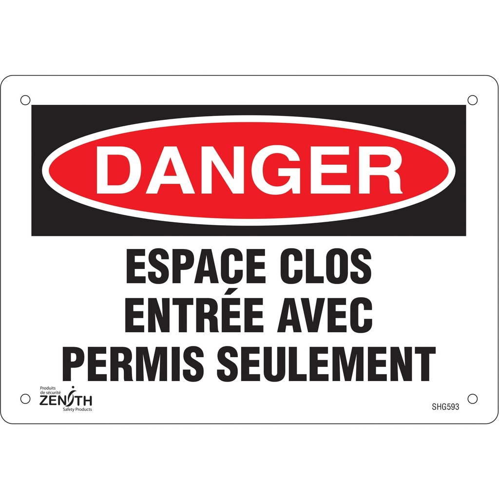 [ZEN-SHG593] Enseigne « Espace clos » Plastique 10" x 7"