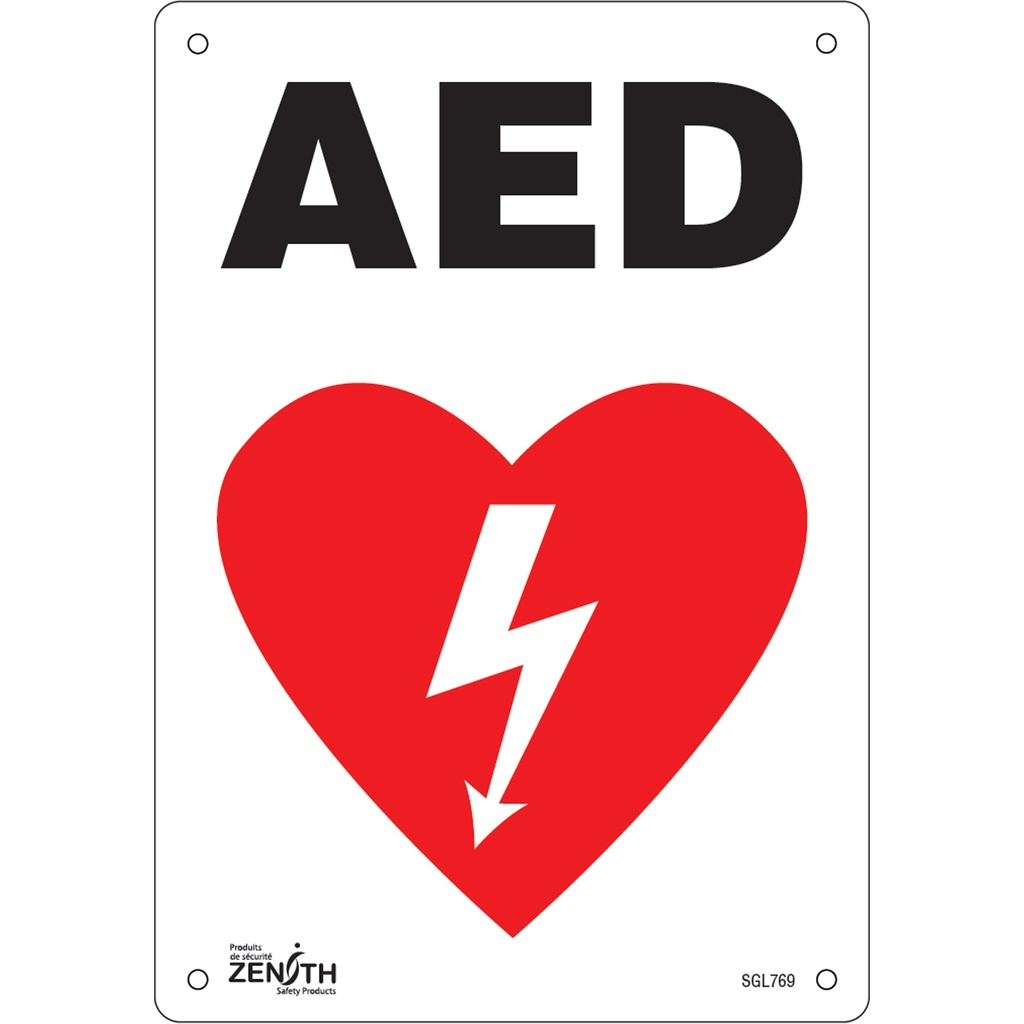 [ZEN-SGL769] Enseigne «AED» Aluminium 7" x 10"