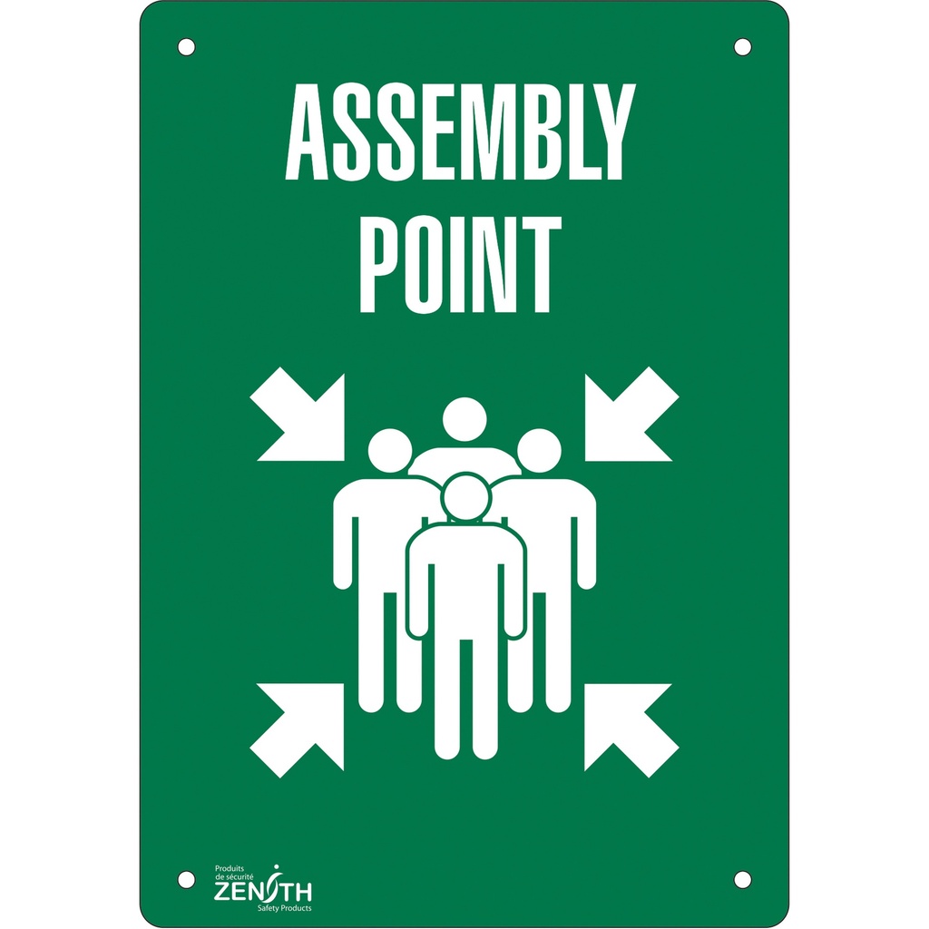 Enseigne «Assembly Point» Plastique 10" x 14"