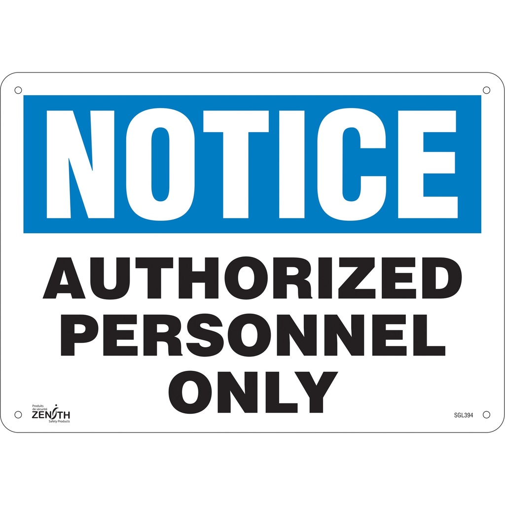 [ZEN-SGL394] Enseigne «Authorized Personnel Only» Aluminium 14" x 10"