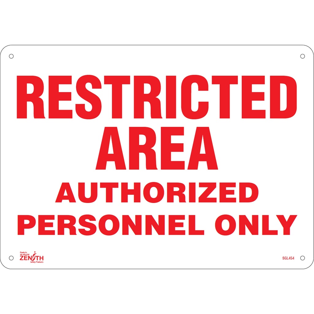Enseigne «Authorized Personnel Only» Aluminium 14" x 10"
