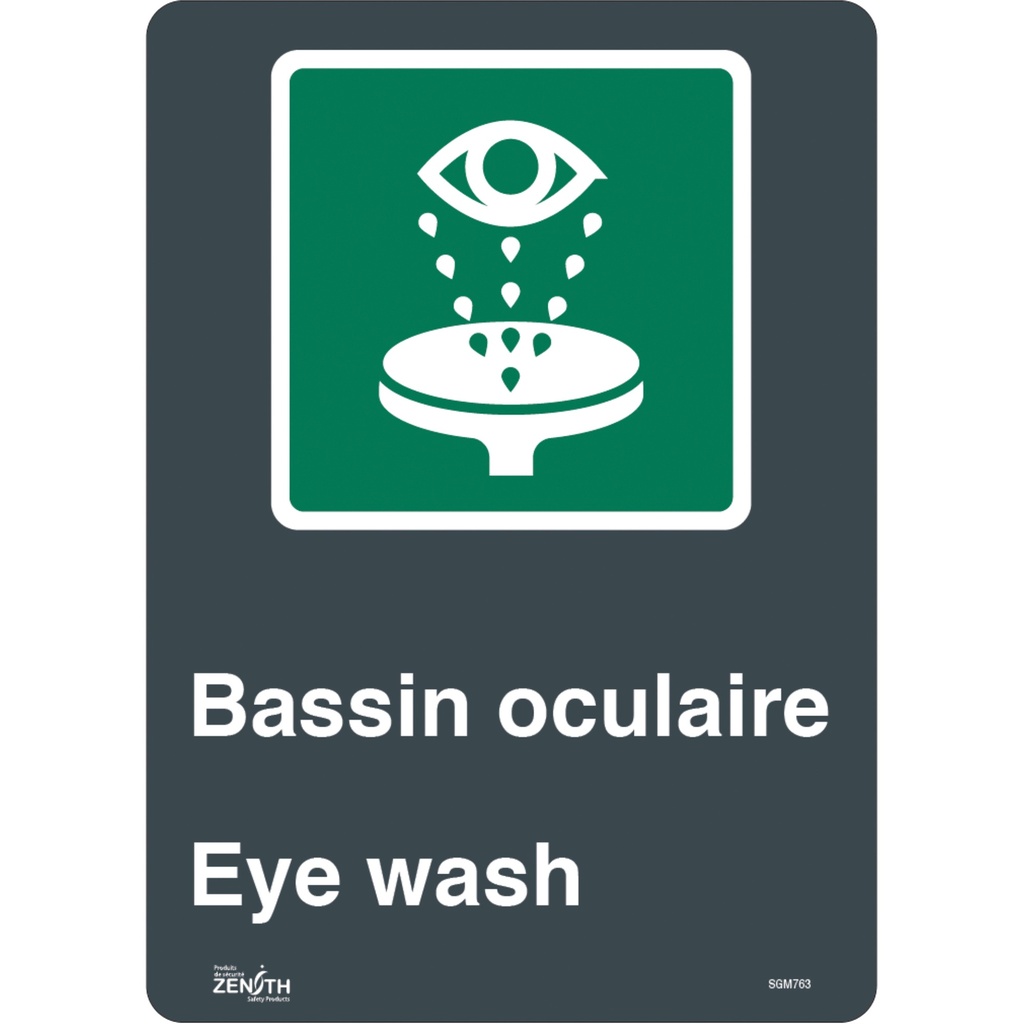 Enseigne «Bassin Oculaire/Eye Wash» Vinyle 10" x 14"