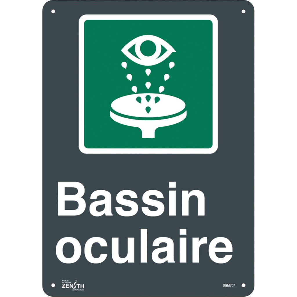 [ZEN-SGM767] Enseigne «Bassin Oculaire» Plastique 10" x 14"