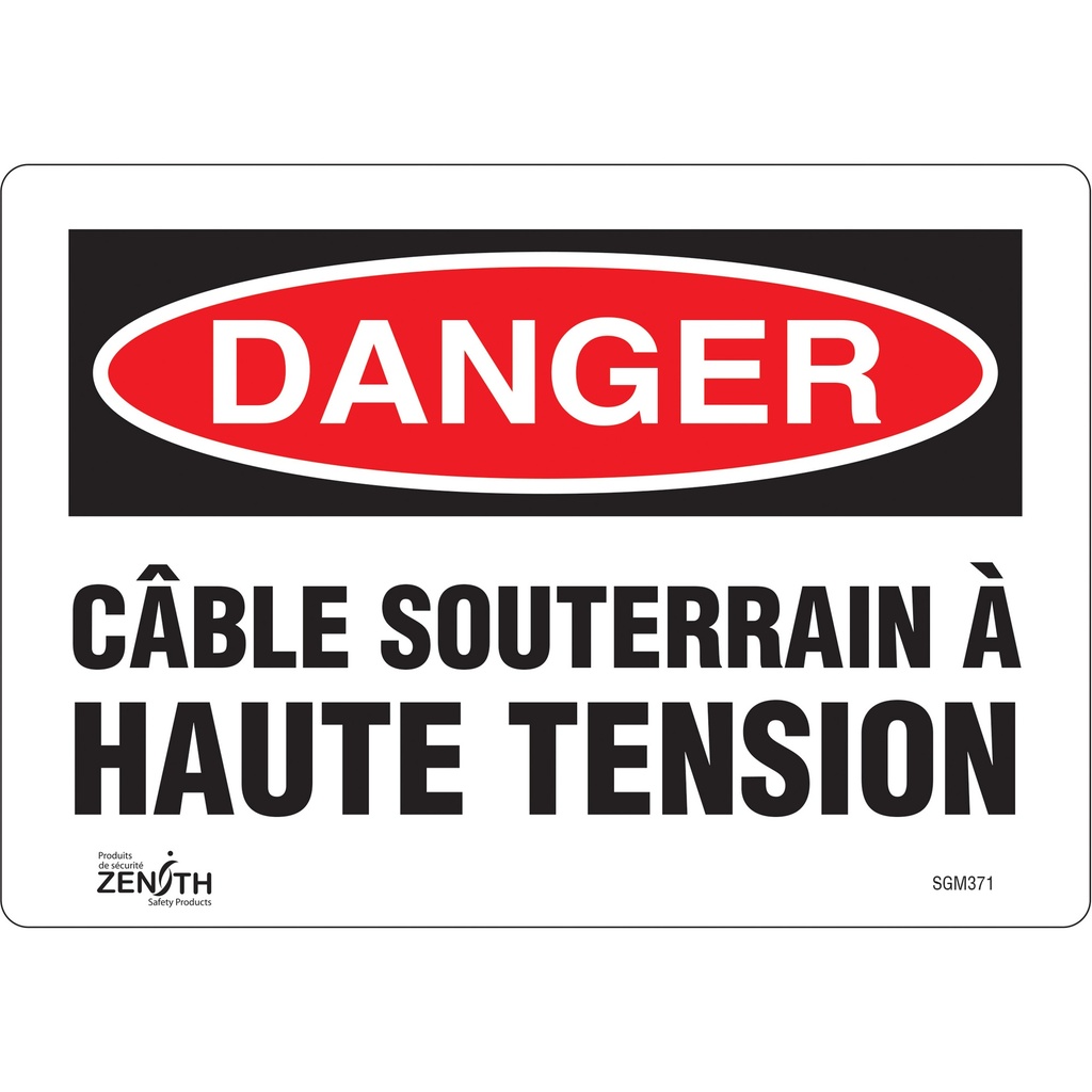 Enseigne «Câble Souterrain À Haute Tension» Vinyle 10" x 7"