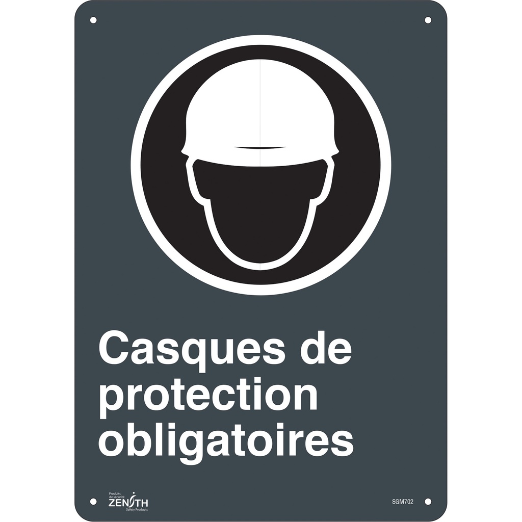 Enseigne «Casques De Protection Obligatoires» Aluminium 10" x 14"