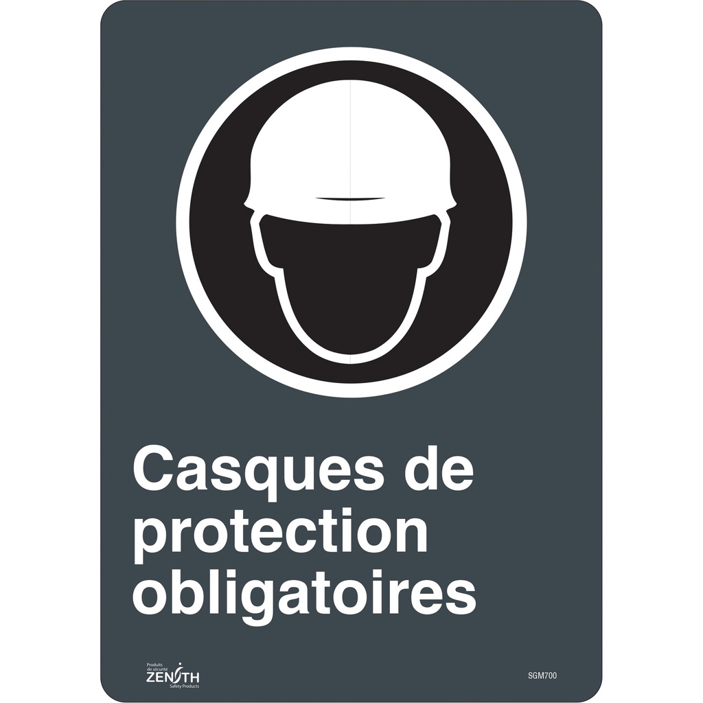 Enseigne «Casques De Protection Obligatoires» Vinyle 10" x 14"