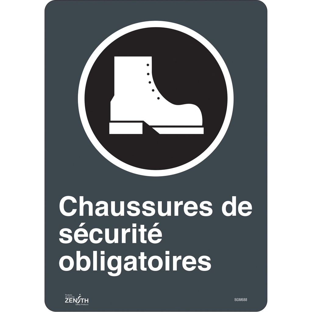 Enseigne «Chaussures De Sécurité Obligatoires» Vinyle 10" x 14"