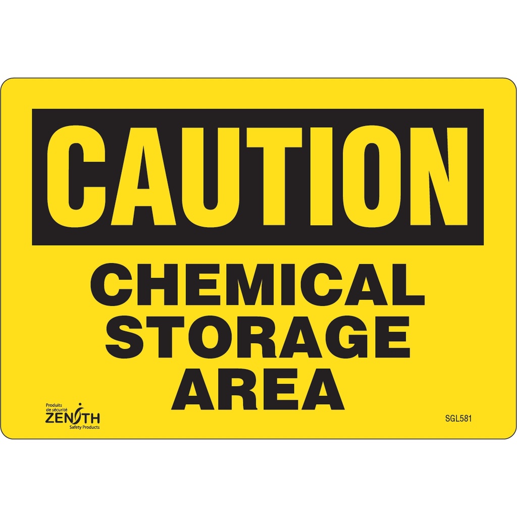 Enseigne «Chemical Storage Area» Vinyle 10" x 7"