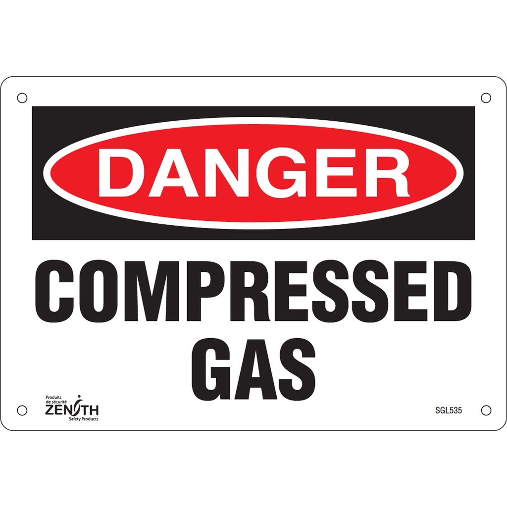 [ZEN-SGL535] Enseigne «Compressed Gas» Aluminium 10" x 7"