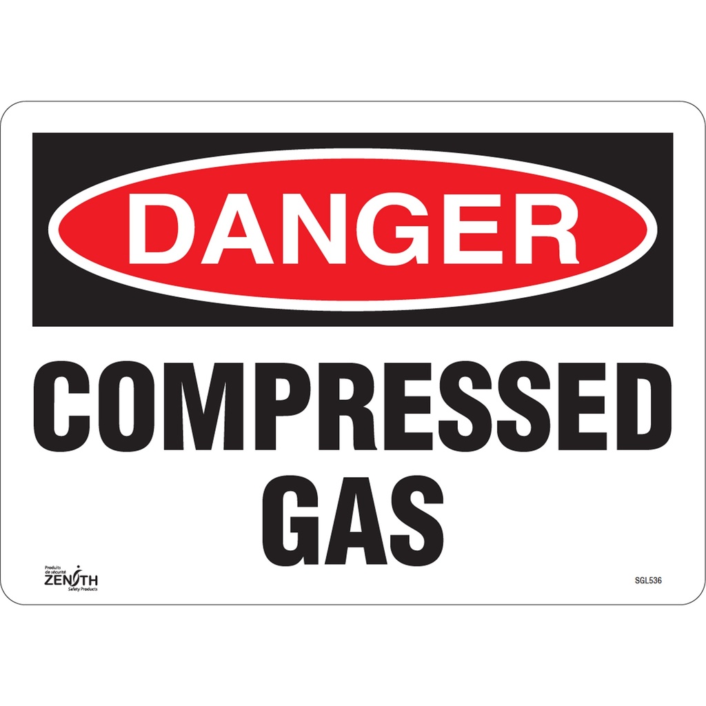 Enseigne «Compressed Gas» Vinyle 14" x 10"