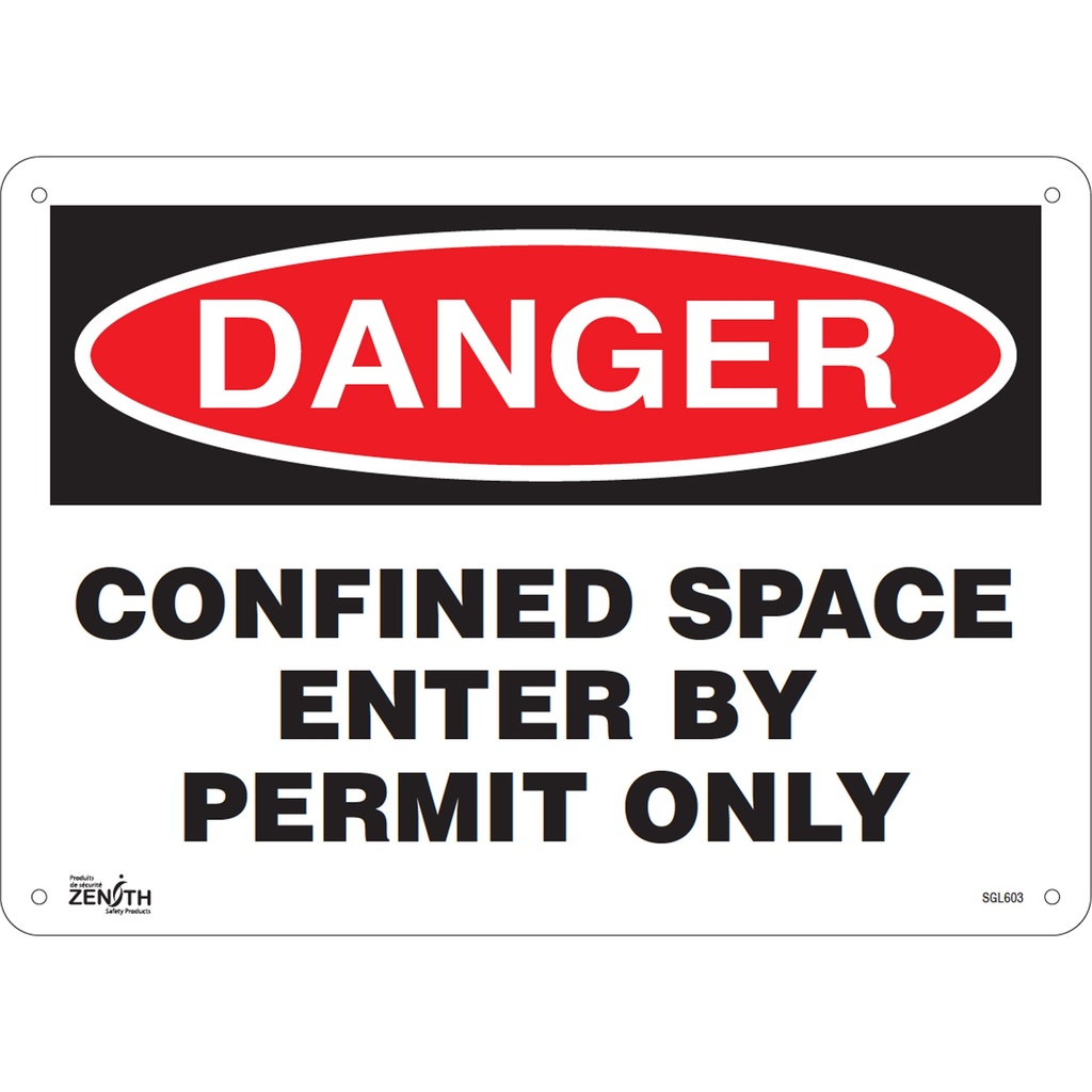 Enseigne «Confined Space Enter By Permit Only» Plastique 14" x 10"