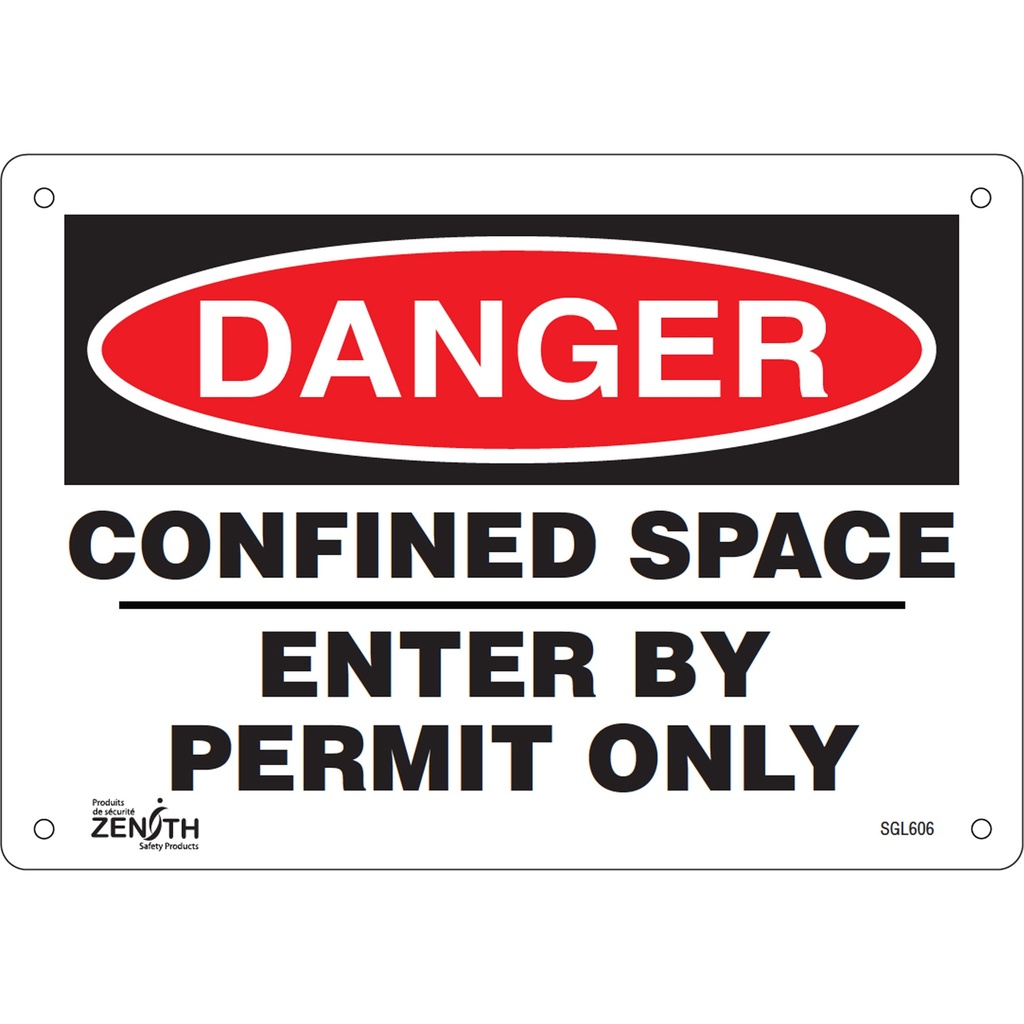 Enseigne «Confined Space Enter By Permit Only» Plastique 10" x 7"