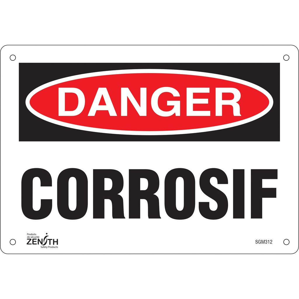 Enseigne «Corrosif» Plastique 10" x 7"