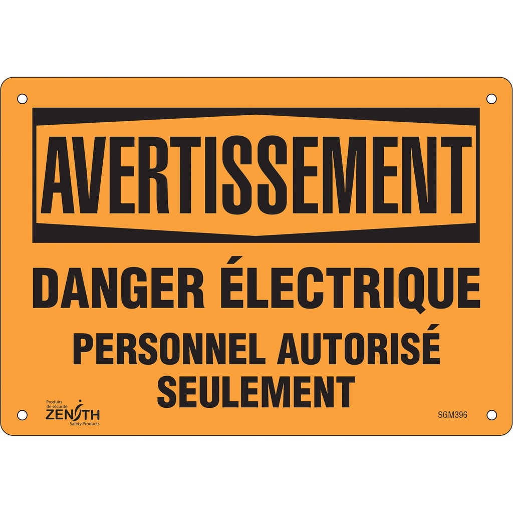 Enseigne «Danger Électrique» Plastique 10" x 7"