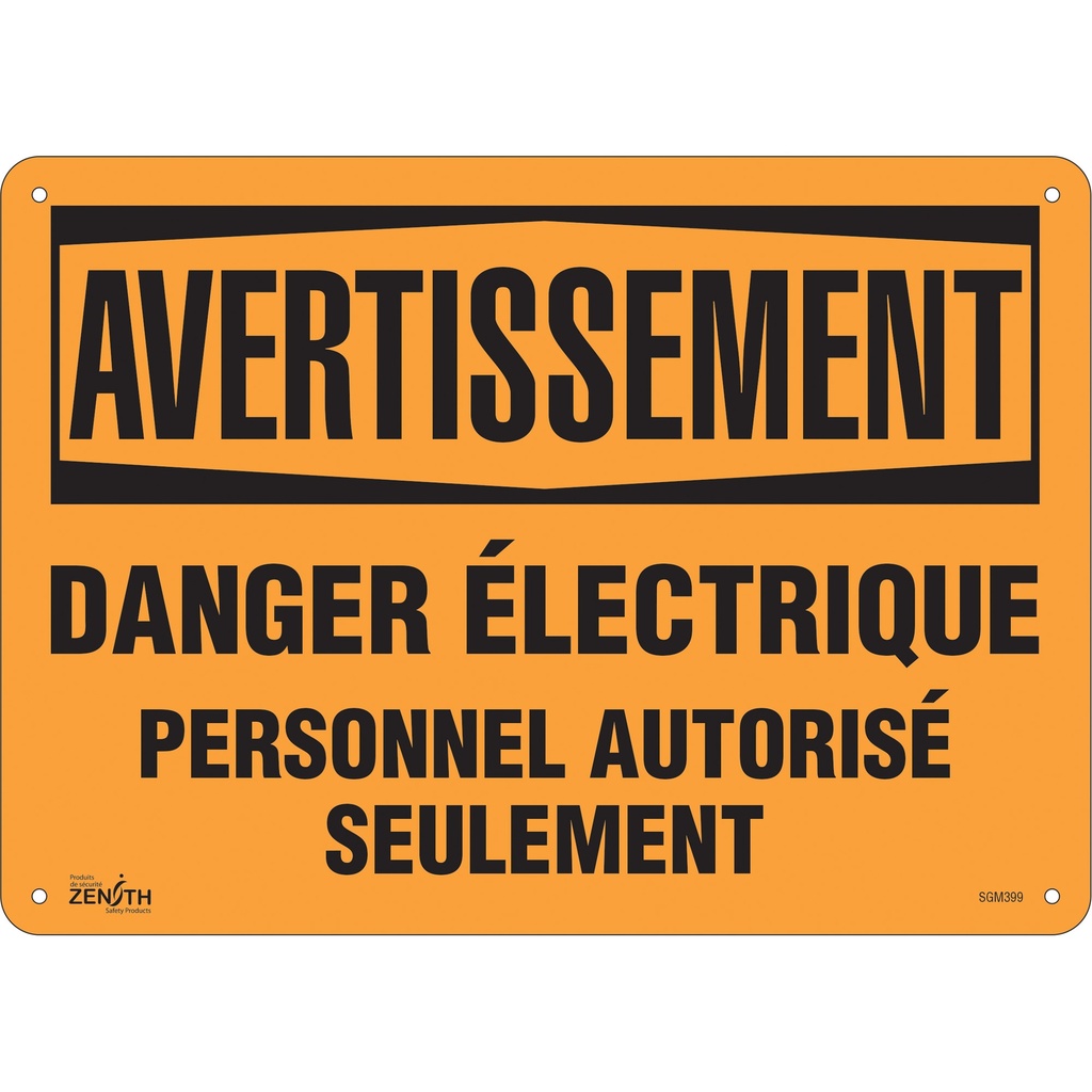 Enseigne «Danger Électrique» Plastique 14" x 10"