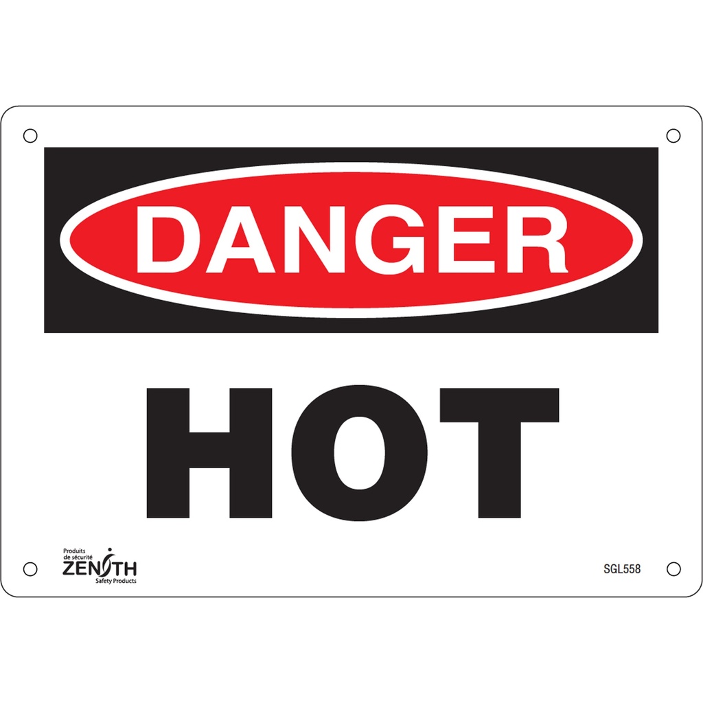 Enseigne «Danger Hot» Plastique 10" x 7"