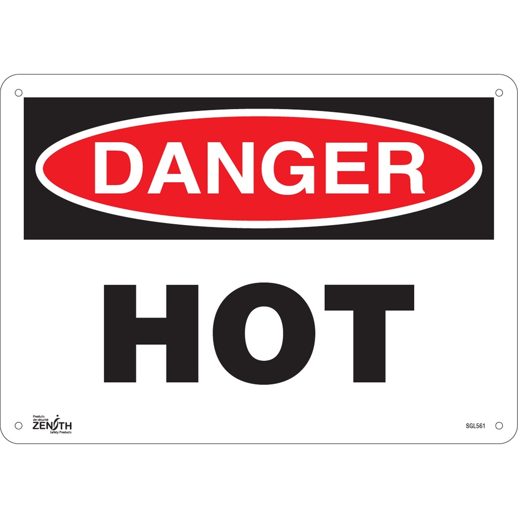 Enseigne «Danger Hot» Plastique 14" x 10"