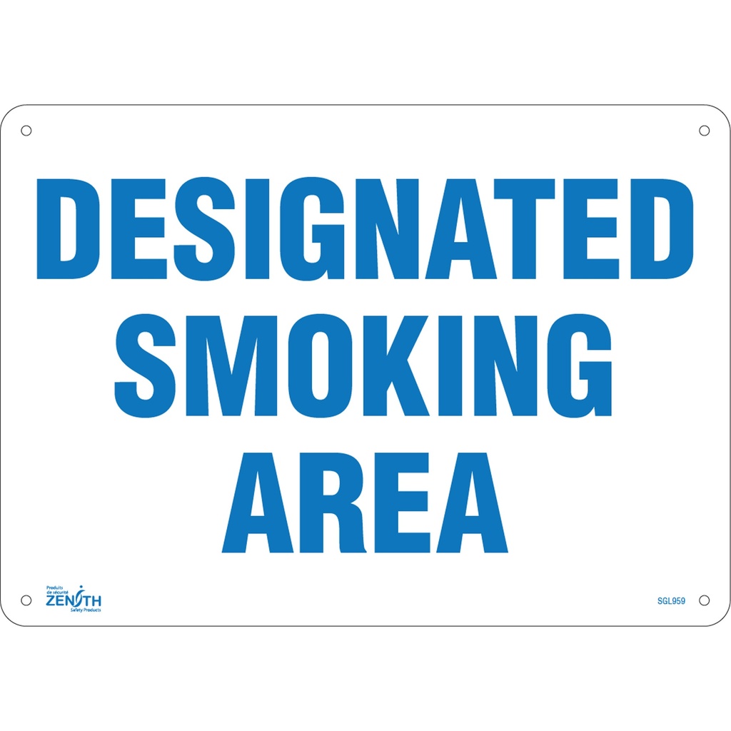 [ZEN-SGL959] Enseigne «Designated Smoking Area» Plastique 14" x 10"
