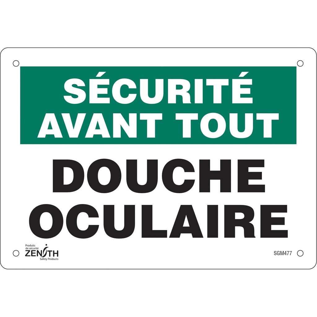 Enseigne «Douche Oculaire» Aluminium 10" x 7"