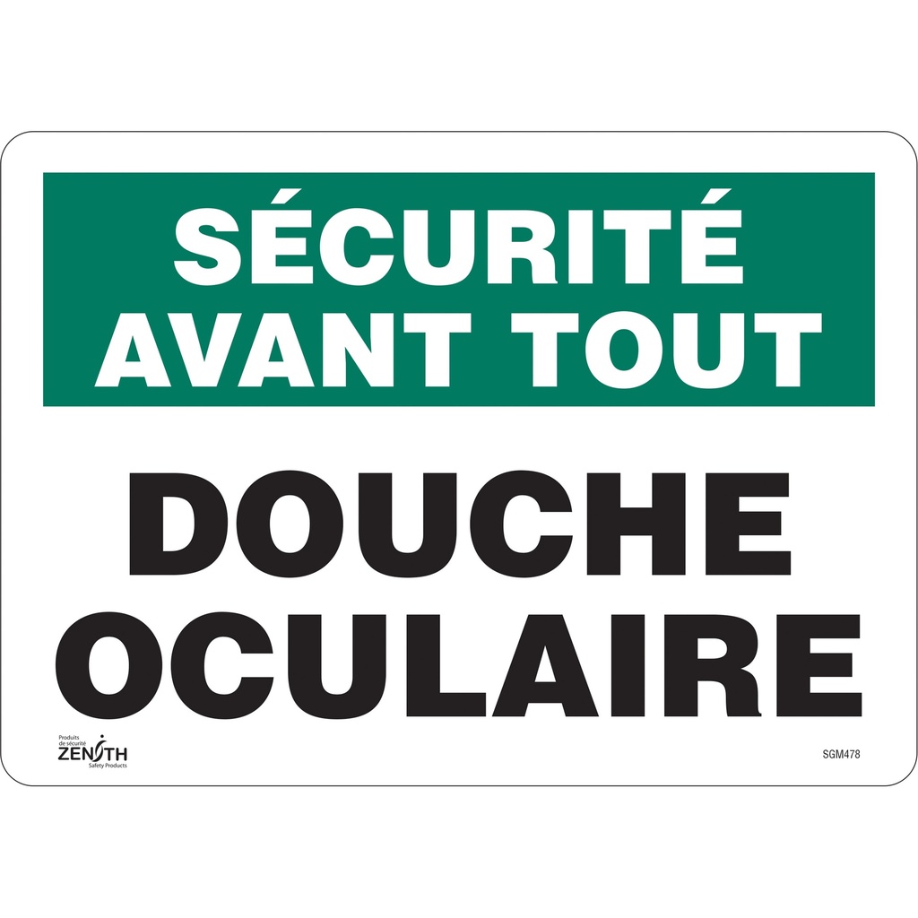 Enseigne «Douche Oculaire» Vinyle 14" x 10"
