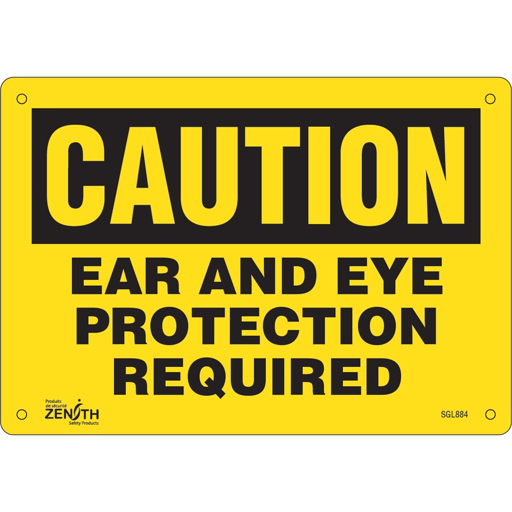 Enseigne «Ear And Eye Protection» Plastique 10" x 7"