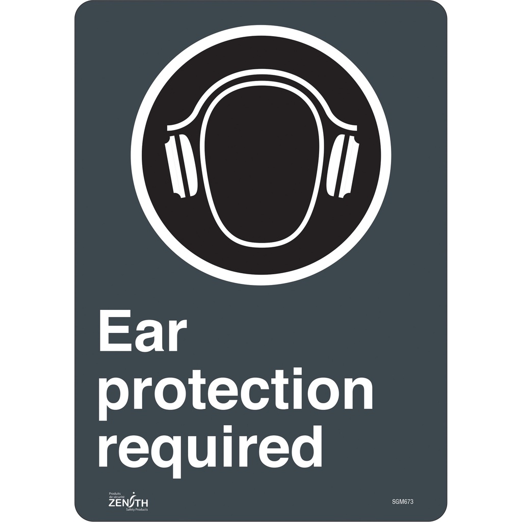 [ZEN-SGM673] Enseigne «Ear Protection Required» Vinyle 10" x 14"