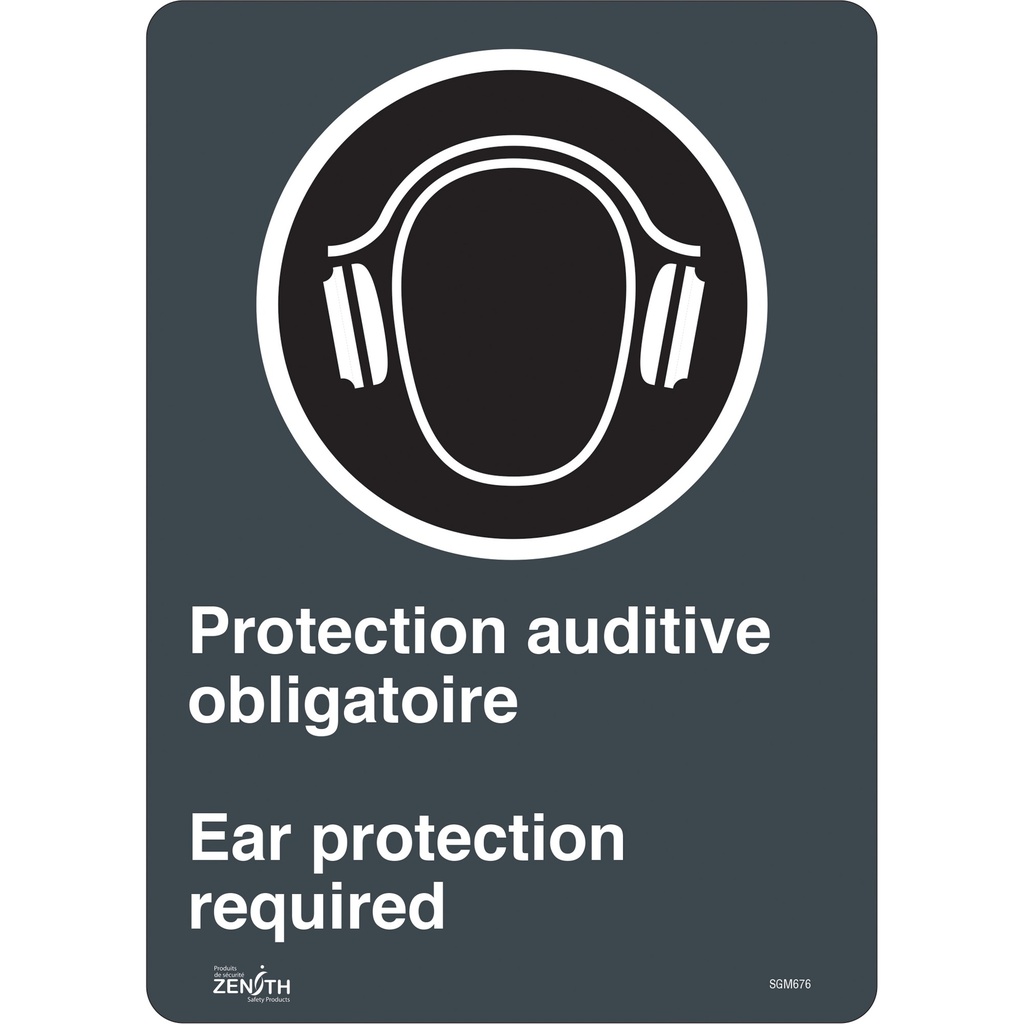 [ZEN-SGM676] Enseigne «Ear Protection Required» Vinyle 10" x 14"
