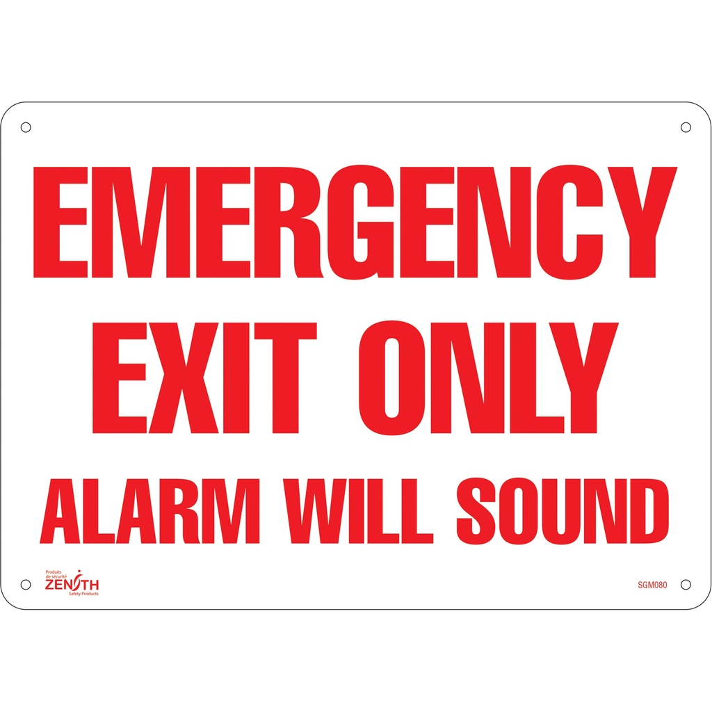 Enseigne «Emergency Exit Only» Plastique 14" x 10"