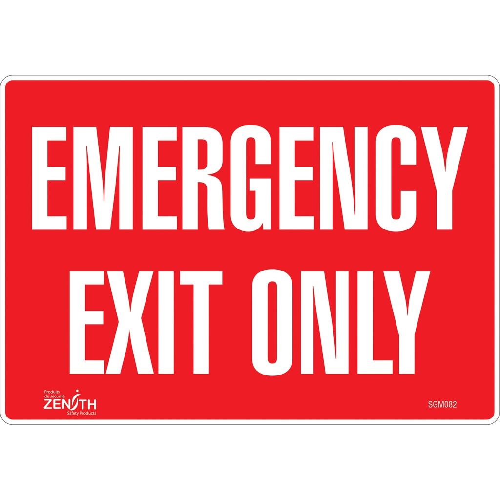 Enseigne «Emergency Exit Only» Vinyle 10" x 7"