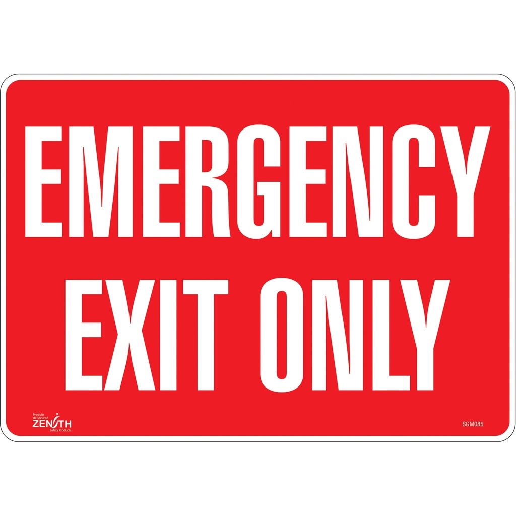 Enseigne «Emergency Exit Only» Vinyle 14" x 10"