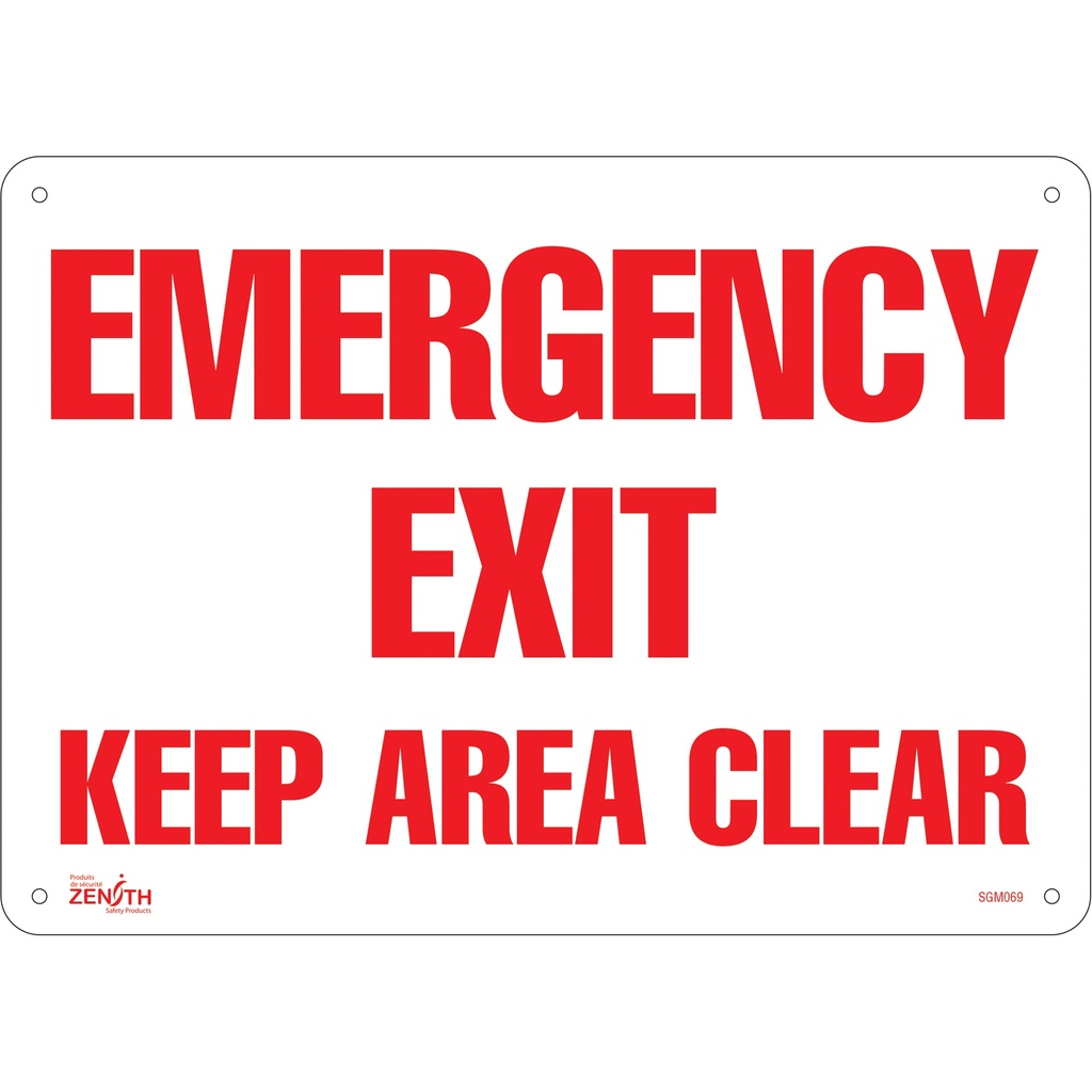 Enseigne «Emergency Exit» Aluminium 14" x 10"