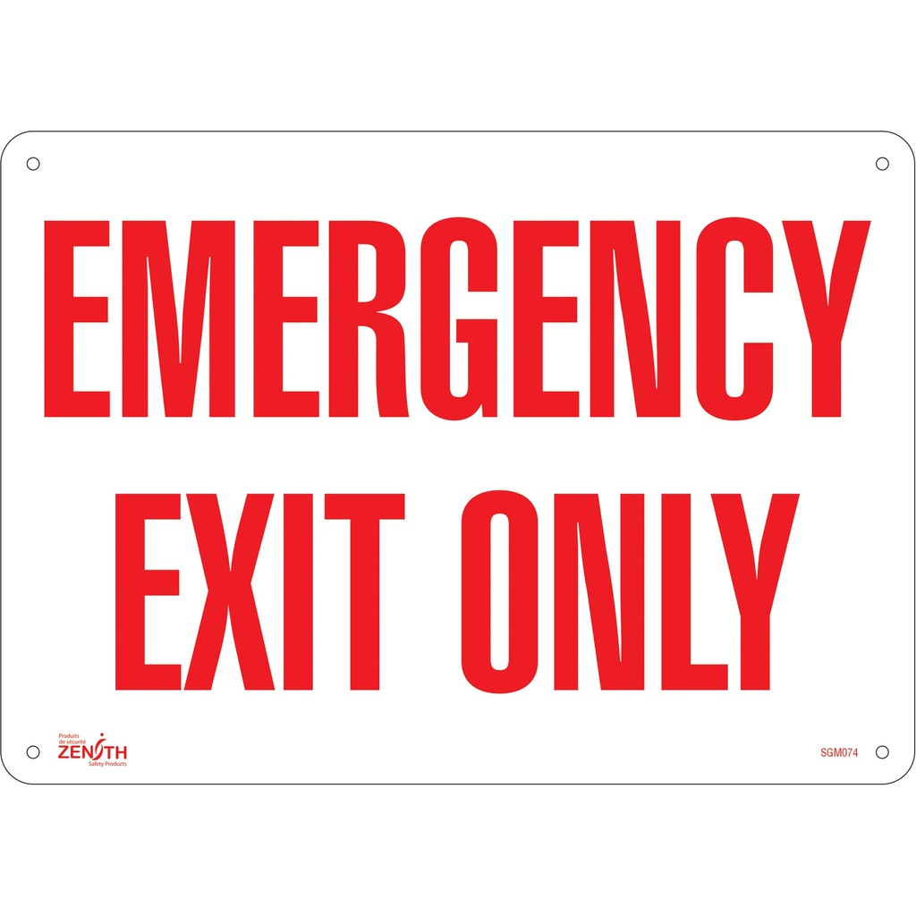 [ZEN-SGM074] Enseigne «Emergency Exit» Plastique 14" x 10"