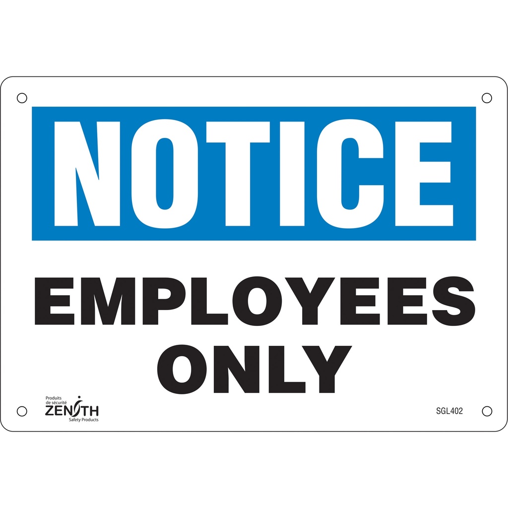 Enseigne «Employees Only» Plastique 10" x 7"