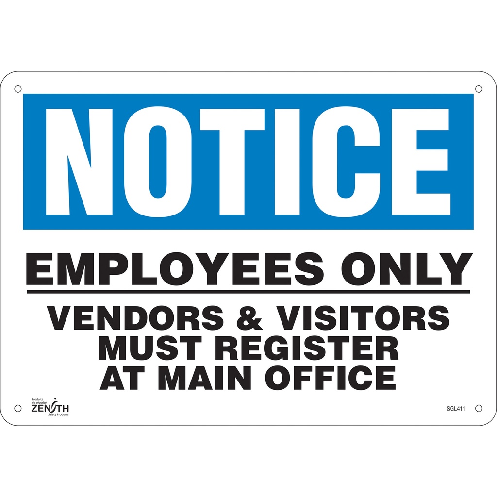 Enseigne «Employees Only» Plastique 14" x 10"