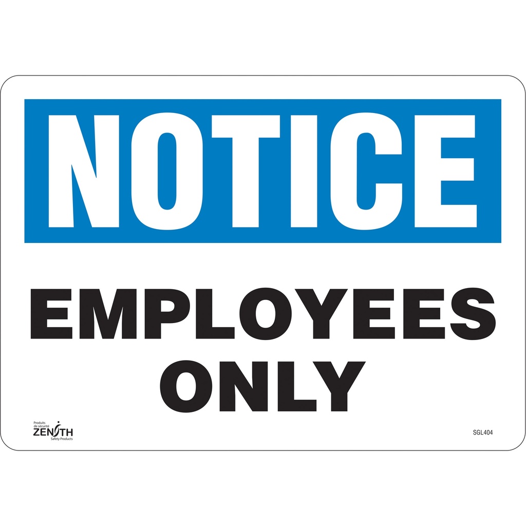 Enseigne «Employees Only» Vinyle 14" x 10"