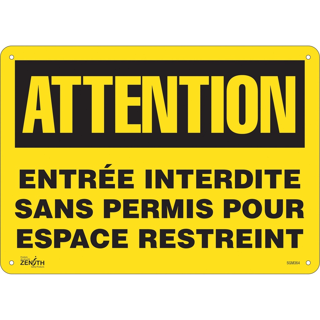 Enseigne «Entrée Interdite Sans Permis» Aluminium 14" x 10"