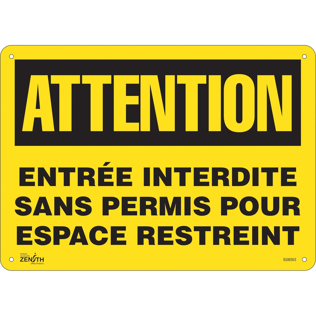 Enseigne «Entrée Interdite Sans Permis» Plastique 14" x 10"