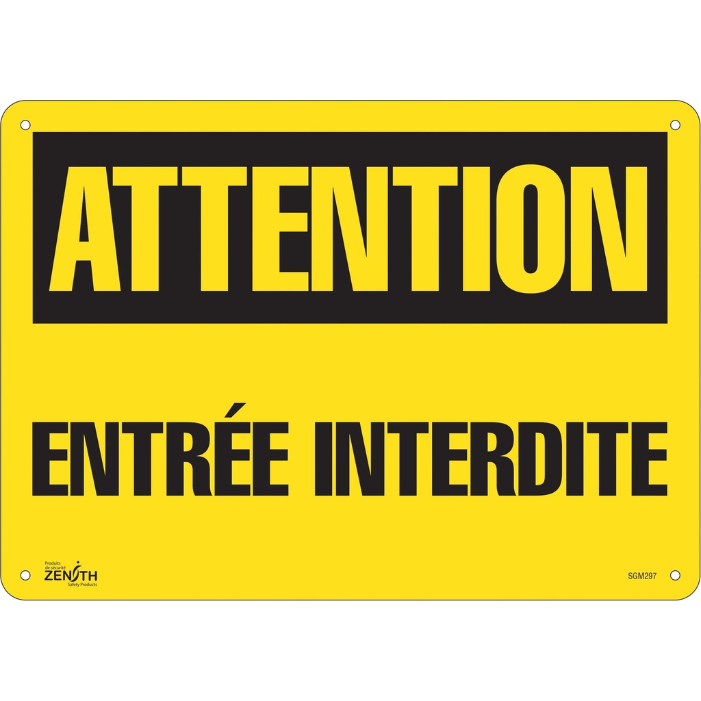 Enseigne «Entrée Interdite» Plastique 14" x 10"