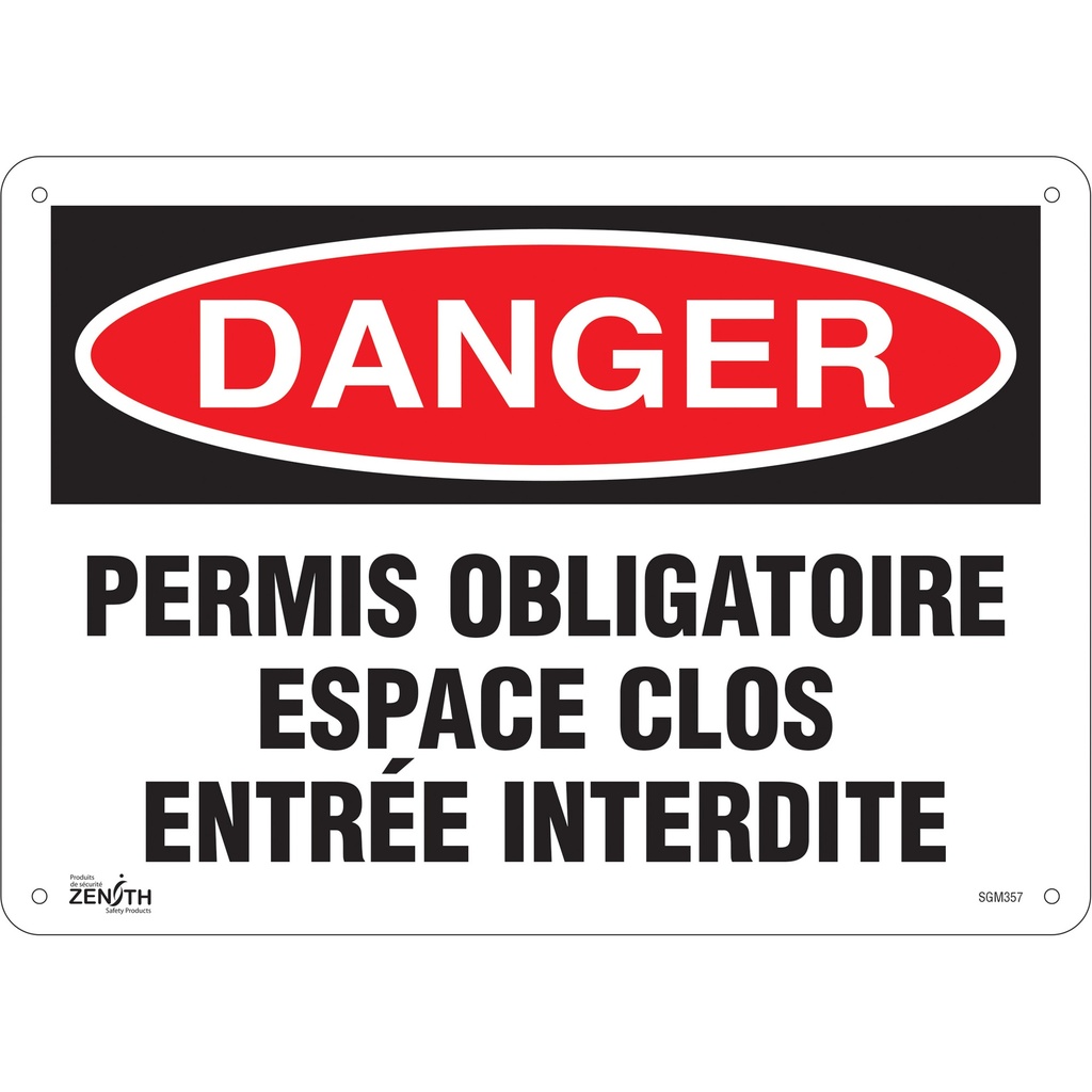 [ZEN-SGM357] Enseigne «Espace Clos Entrée Interdite» Plastique 14" x 10"