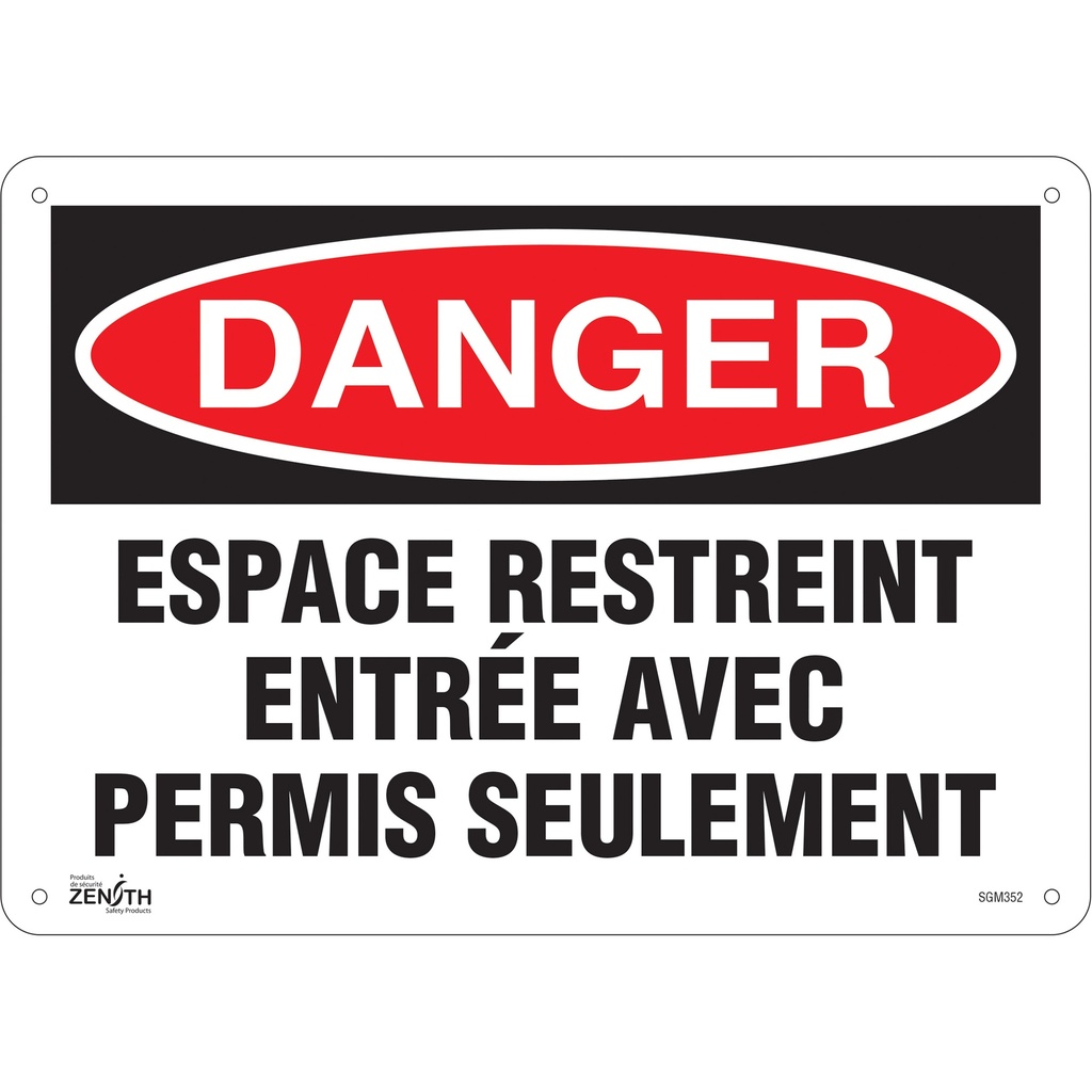 Enseigne «Espace Restreint» Aluminium 14" x 10"