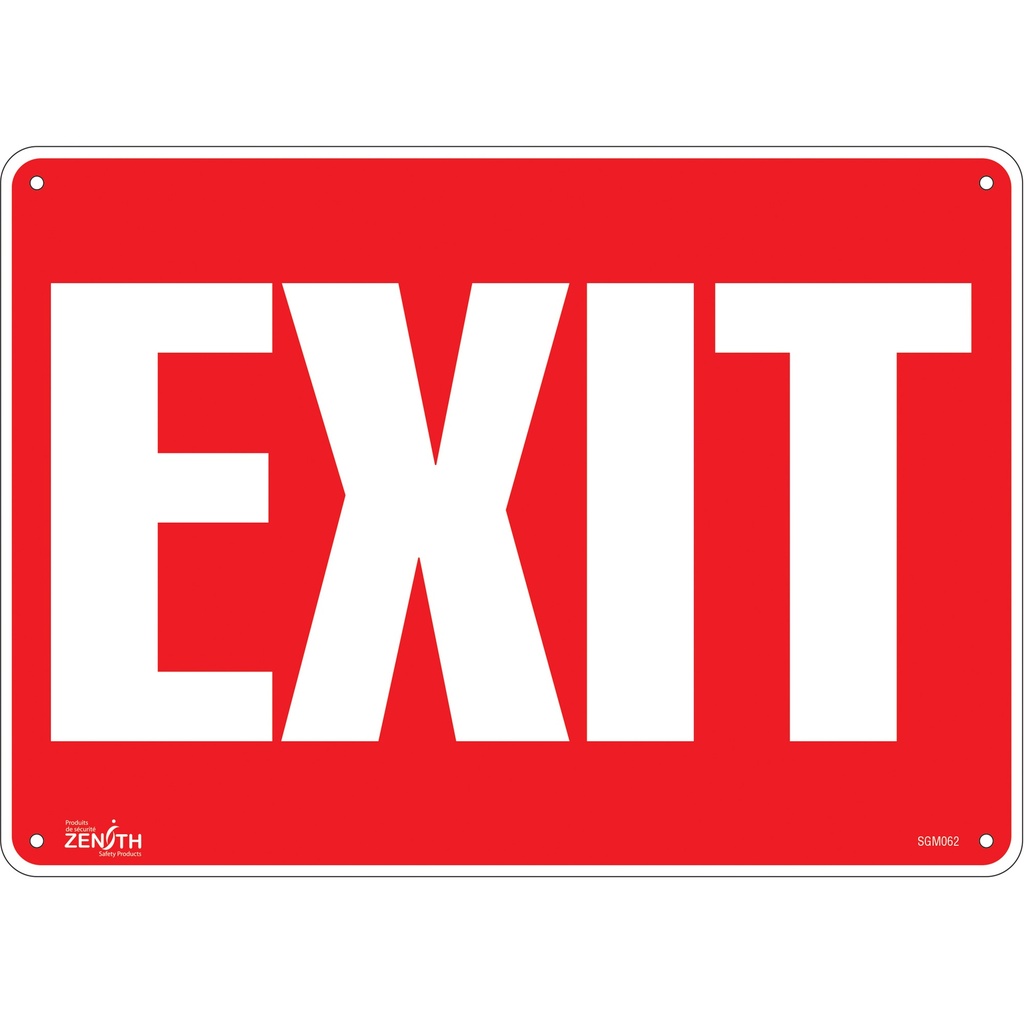 Enseigne «Exit» Plastique 14" x 10"
