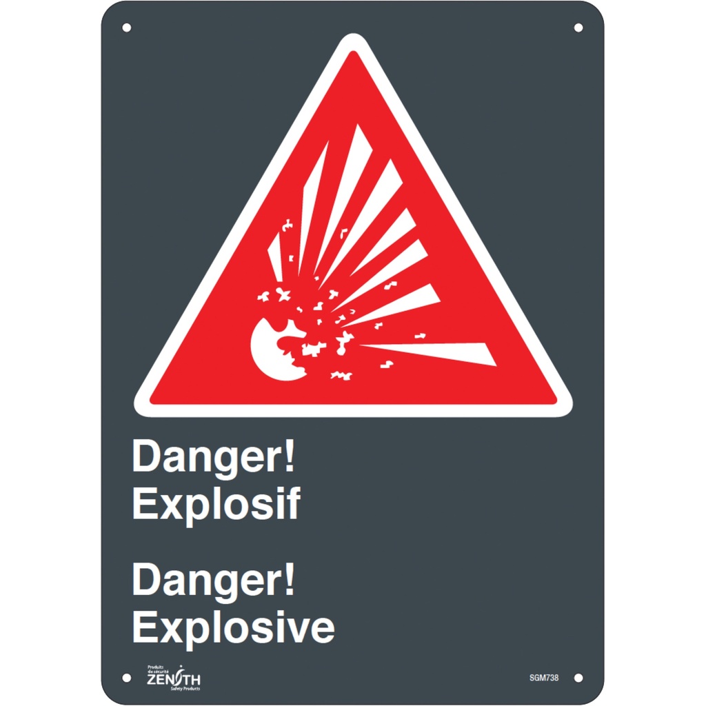 Enseigne «Explosif/Explosive» Aluminium 10" x 14"