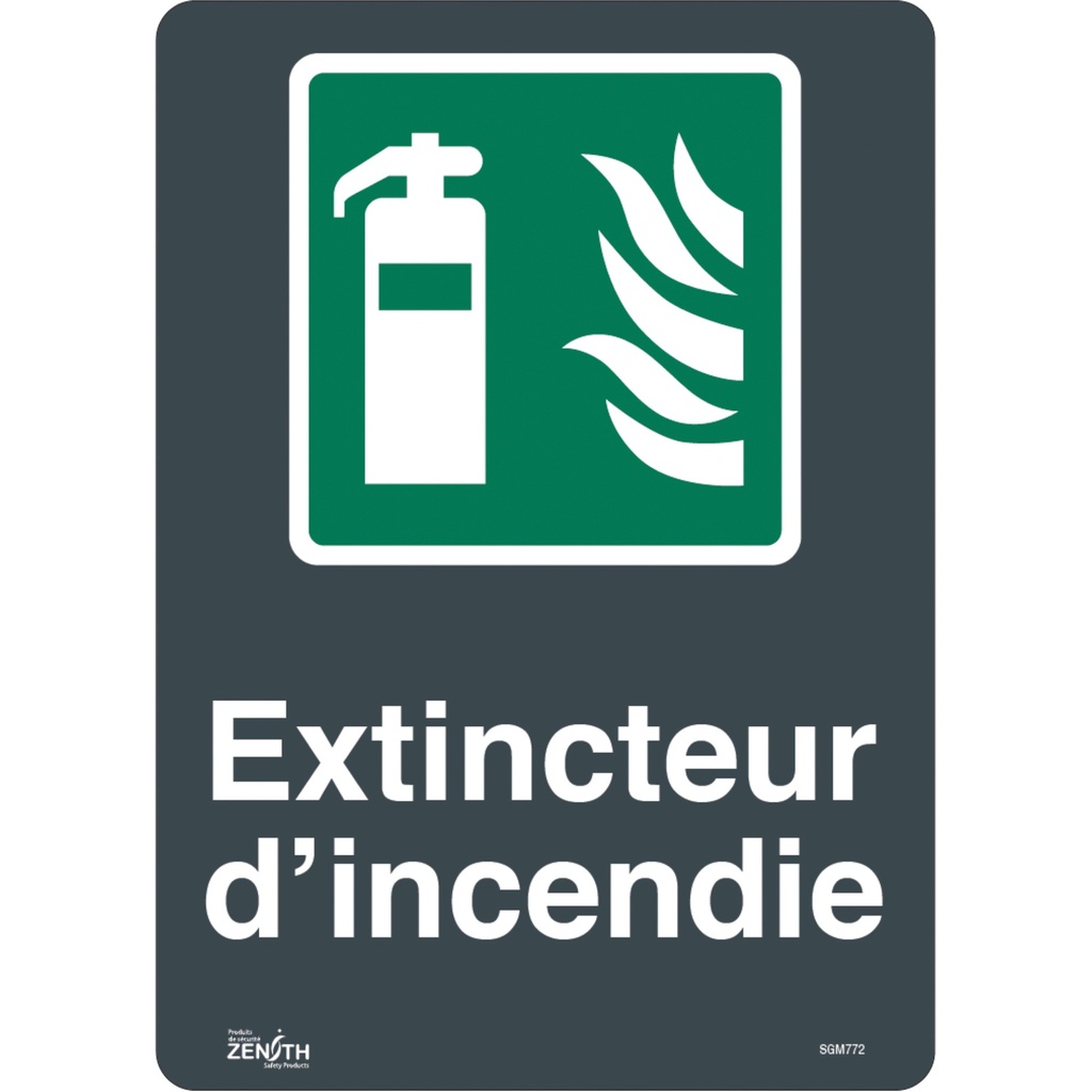 [ZEN-SGM772] Enseigne «Extincteur D'Incendie» Vinyle 10" x 14"