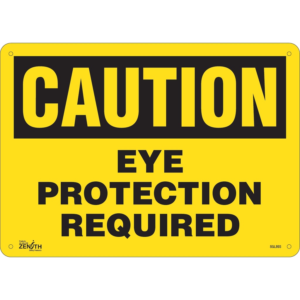 Enseigne «Eye Protection Required» Plastique 14" x 10"