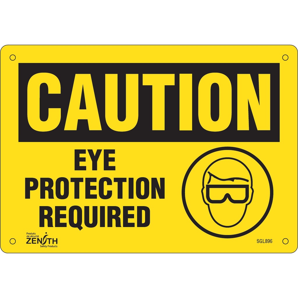 Enseigne «Eye Protection Required» Plastique 10" x 7"