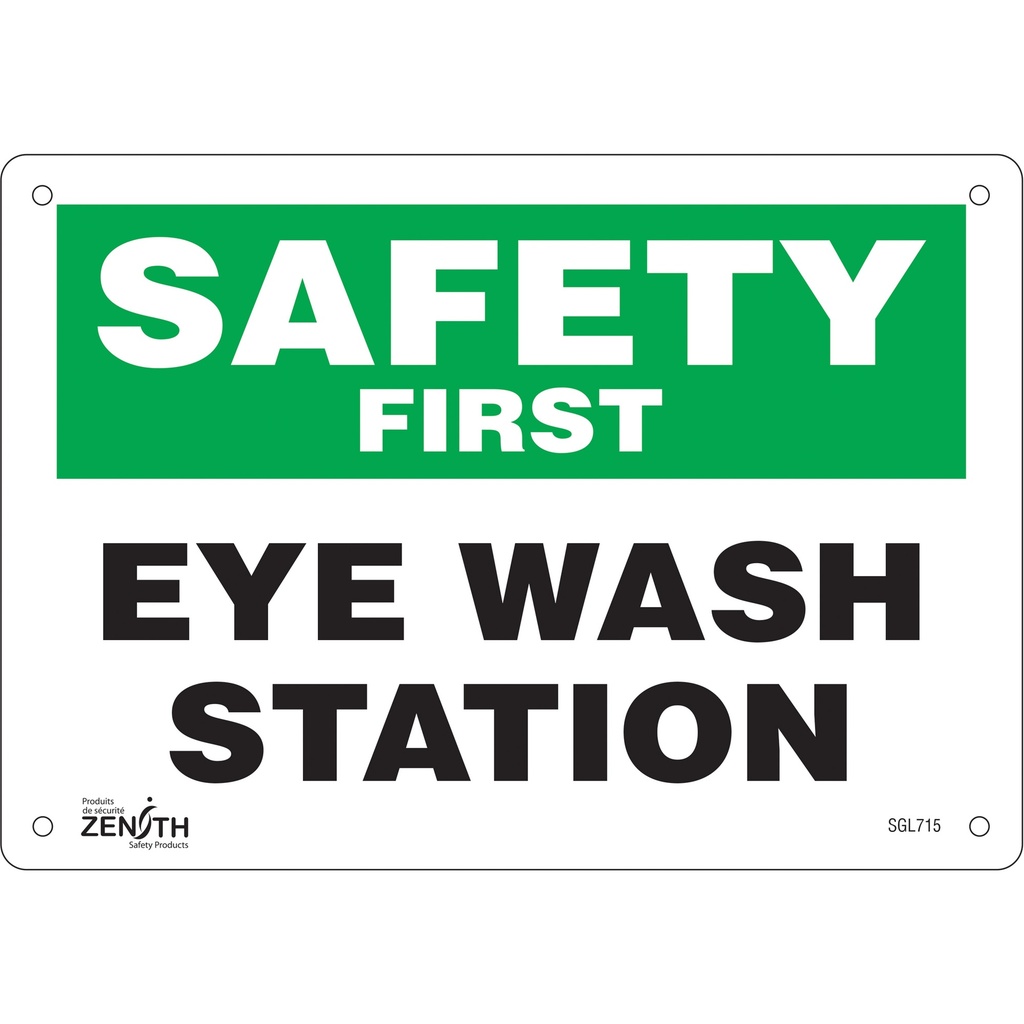 Enseigne «Eye Wash Station» Aluminium 10" x 7"