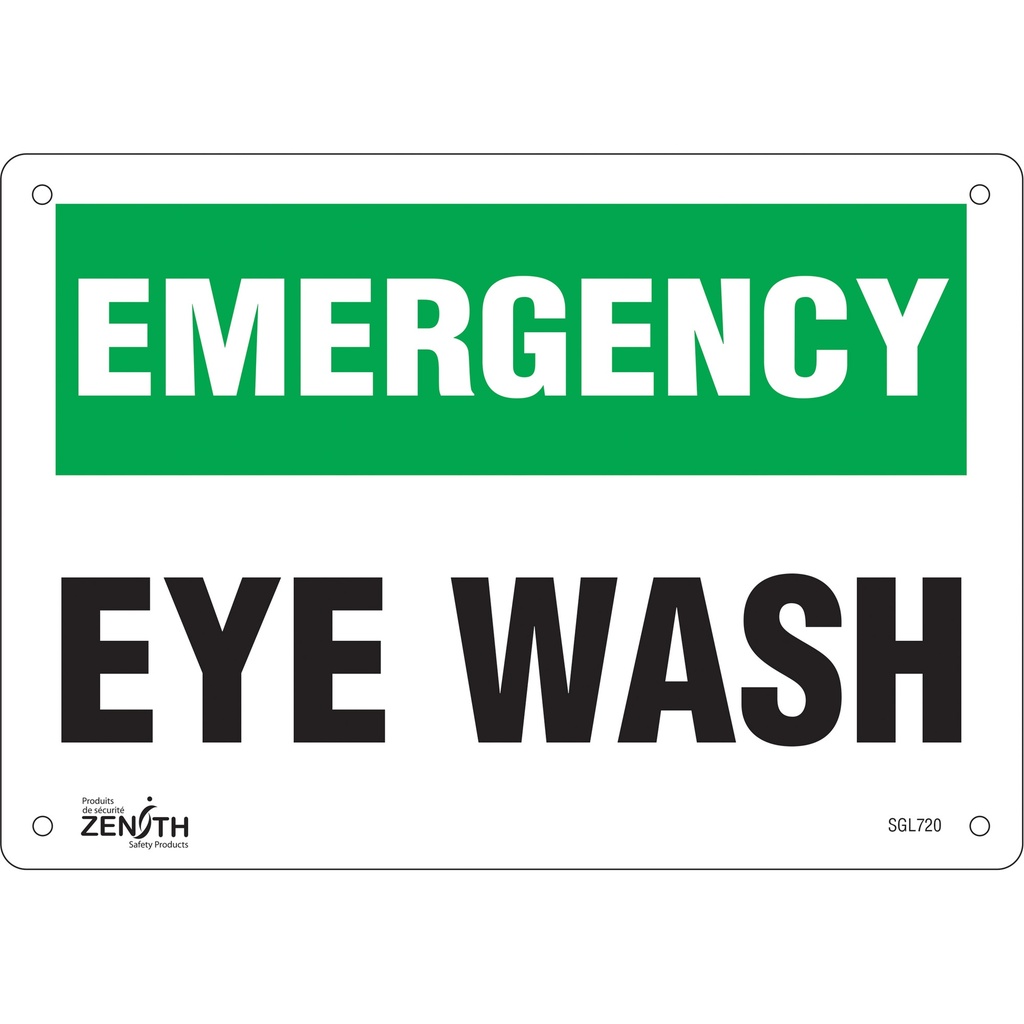 [ZEN-SGL720] Enseigne «Eye Wash» Plastique 10" x 7"