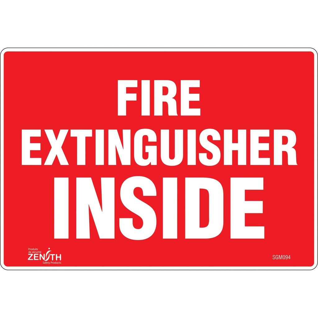 [ZEN-SGM094] Enseigne «Fire Extinguisher Inside» Vinyle 10" x 7"